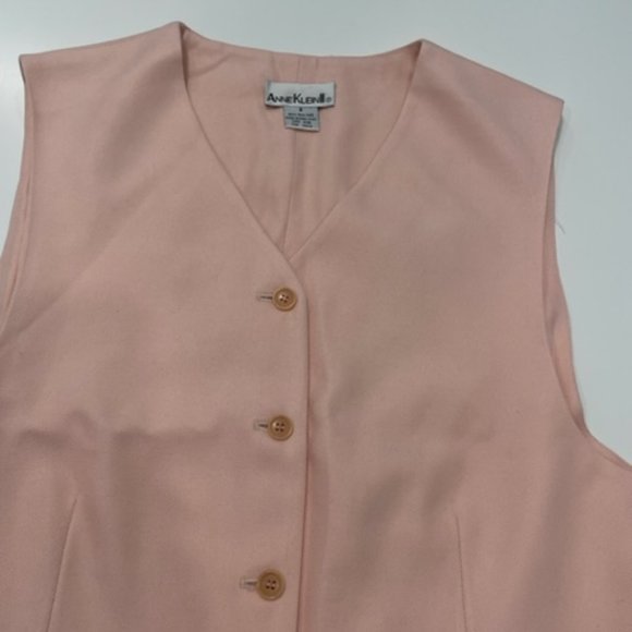 ANNE KLEIN II | Vintage 90s 100% Silk Pastel Pink Vest ~ NEW - Picture 2 of 11